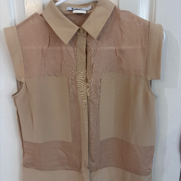 T by Alexander Wang Beige Mesh Silk dress - Picture 3 of 5